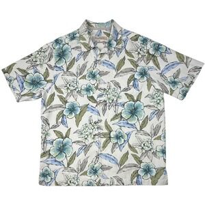 Tommy Bahama Shirt Men Original Fit‎ Silk Floral Button Up Medium Tropical Beach